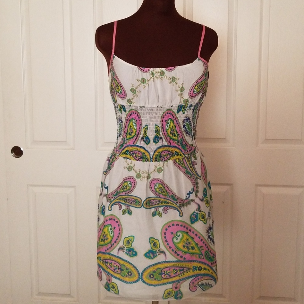 Paisley Print Spaghetti Strap Summer Dress